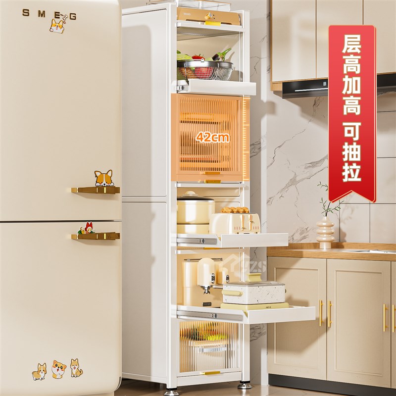厨房门后夹缝置物架冰箱r侧面抽拉柜卫生间推车极窄缝隙拉篮收纳
