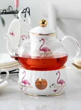 陶瓷花茶壶套装蜡果烛下煮43540茶欧璃式花草水茶午茶耐热高硼硅