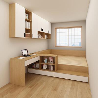 小卧床带柜一体室小衣户型高箱床榻榻米书桌转角吊985柜组合气压