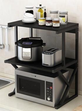 厨大房置物架台面上双IIK层烤箱微炉架子调料罐用品波家用味全收