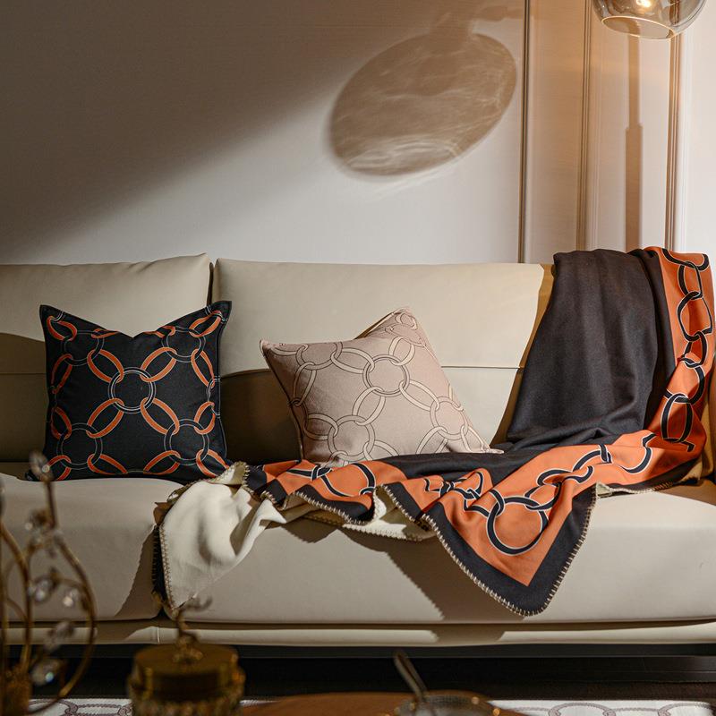 约羊棉绒印花抱枕厅ZCP客沙发护腰枕轻奢简H马方靠垫芯