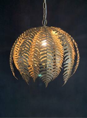 美式轻13355灯奢复古棕叶铁艺吊灯民宿别墅榈装饰树客厅吊灯具