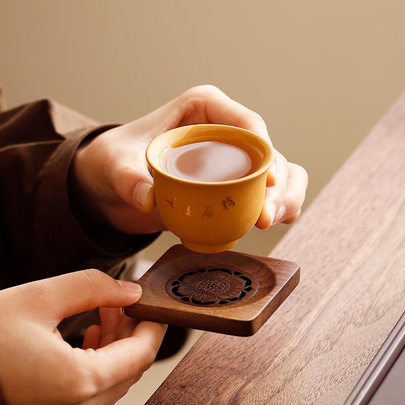 胡原木木茶杯杯垫实木质隔热垫创意功夫桃茶托具茶道配件茶205碟
