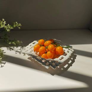 高糖礼品编镂织陶瓷水果盘家用沥水篮空陶瓷摆件果零食TD B002收