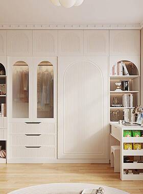 奶油衣柜转风角书成桌一体法式户型家用卧室储物小柜品大NBM衣橱