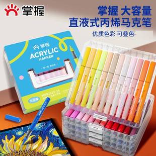 掌握马克笔烯可叠色头色48色945直软液学生美术60不易丙透儿童绘