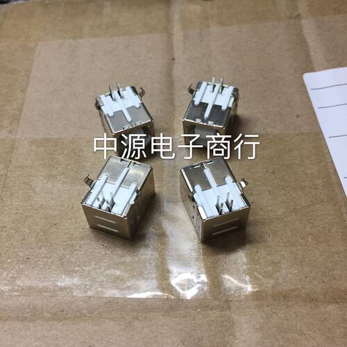 USB方口座 USB插座 USB-B母 90度弯针