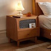 樱桃木床头柜复古储物柜中古风床边柜卧室收纳柜子北欧全实木