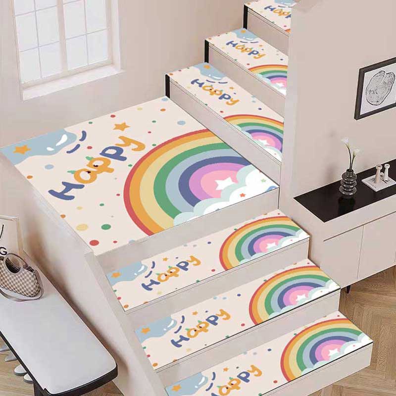 卡通楼梯踏步垫硅藻泥免胶自粘可擦洗H阶梯式防滑台阶地毯定制地