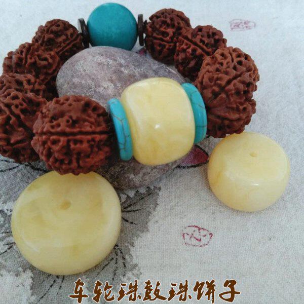 俄料妖孽白花蜜蜡车轮珠饼子算盘珠隔珠鼓珠顶珠腰珠金刚星月配珠