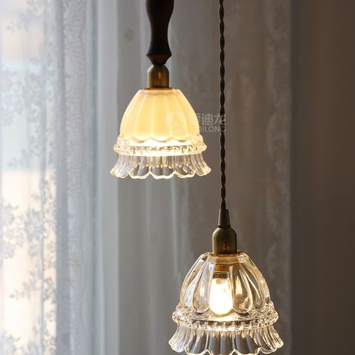 复古日式玻璃小水母小吊灯简w约现代法式吧台过道橱窗卧室床头灯