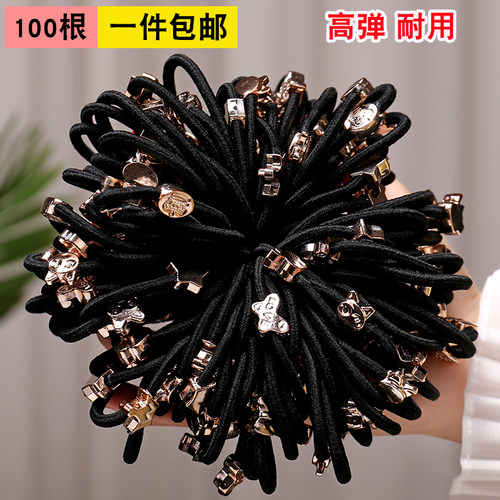加粗黑色发圈女扎头发简约绑头绳高弹力皮圈大Q人皮套粗头绳橡皮