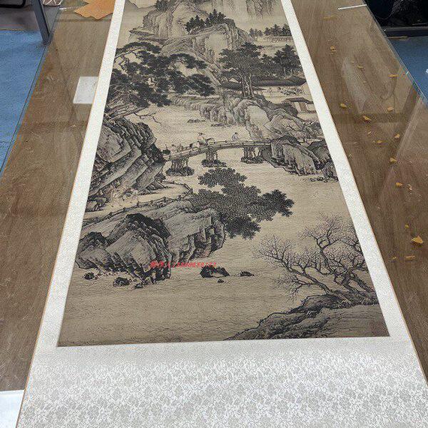 明周臣 春山游骑图 古代名家工笔山水人物国画真迹微喷复制装饰画