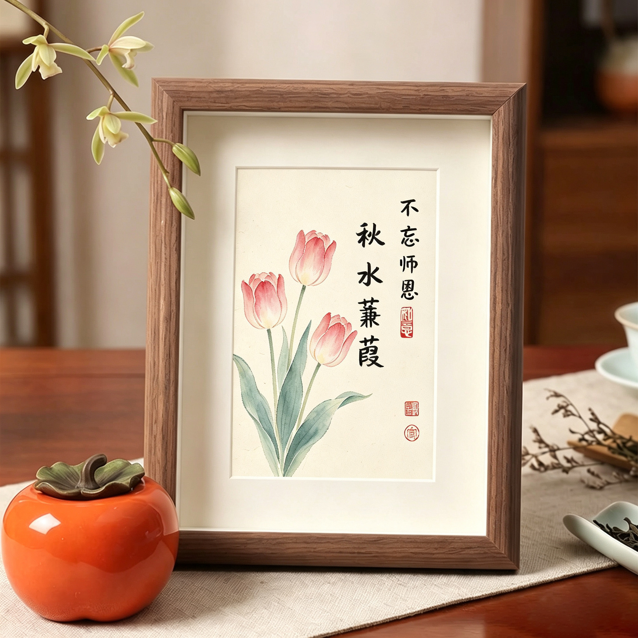 感恩老师书法相框摆台可定制文字开学季教师节学生送老师桌面装饰图片