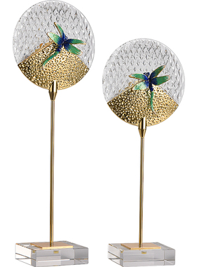 新中式轻奢珐琅彩蜻蜓工t艺品摆件客厅家居玄关博古架电视柜装饰