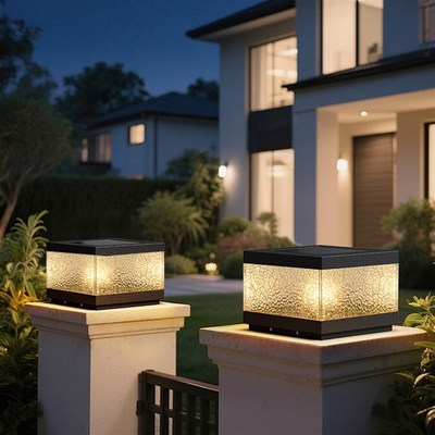 太阳能柱头灯户外柱头灯庭院柱子灯围墙柱L头灯别墅大门两侧柱子