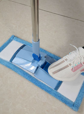 明朗星 40cm易洁宝平板折叠A套布拖把超细纤维不锈钢杆干湿用尘推