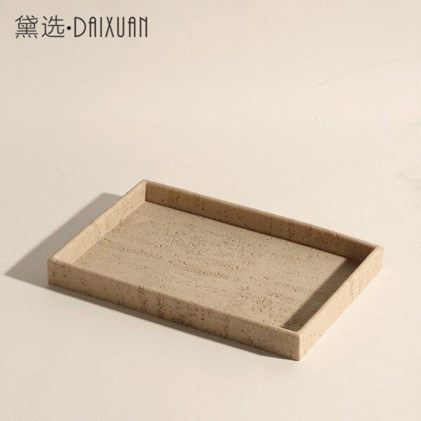 洞石洗漱台托盘长方形浴室卫生间桌面轻奢洗手台牙杯漱口杯置物架