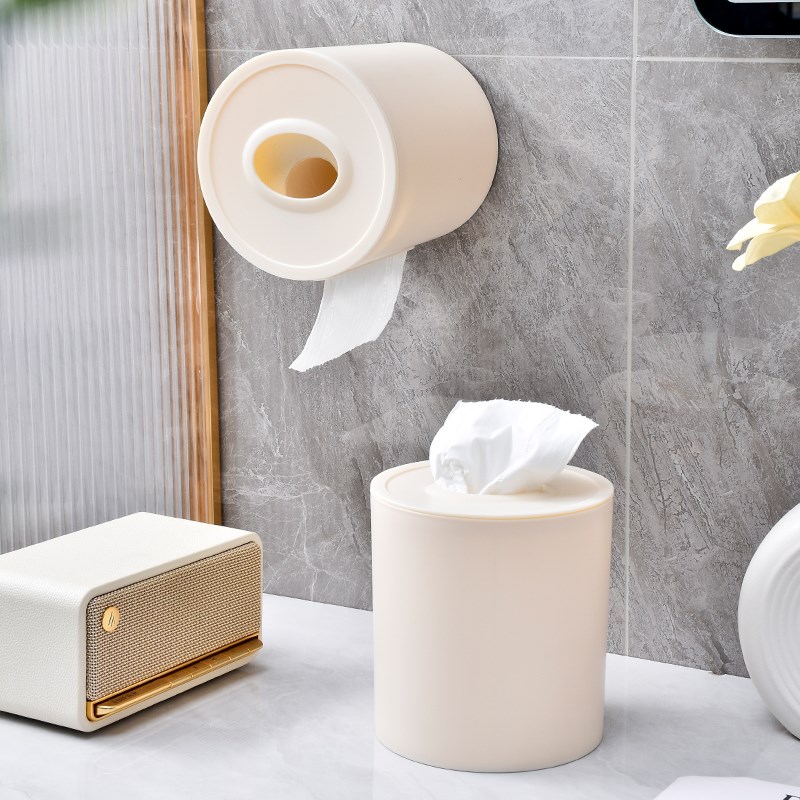 纸巾盒圆形卷纸盒家用客厅桌面抽B纸筒卷纸筒卫生间壁挂式卷筒纸