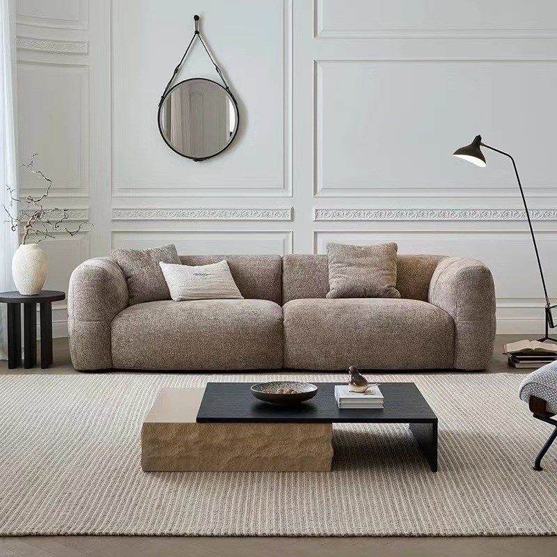 客厅大白沙发小户型法式复古棕色奶油风别墅大X平层布艺沙发