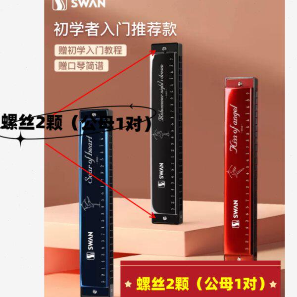 口琴螺丝天鹅24孔10孔28孔口琴盖板螺丝配件复音重音口琴2边螺丝