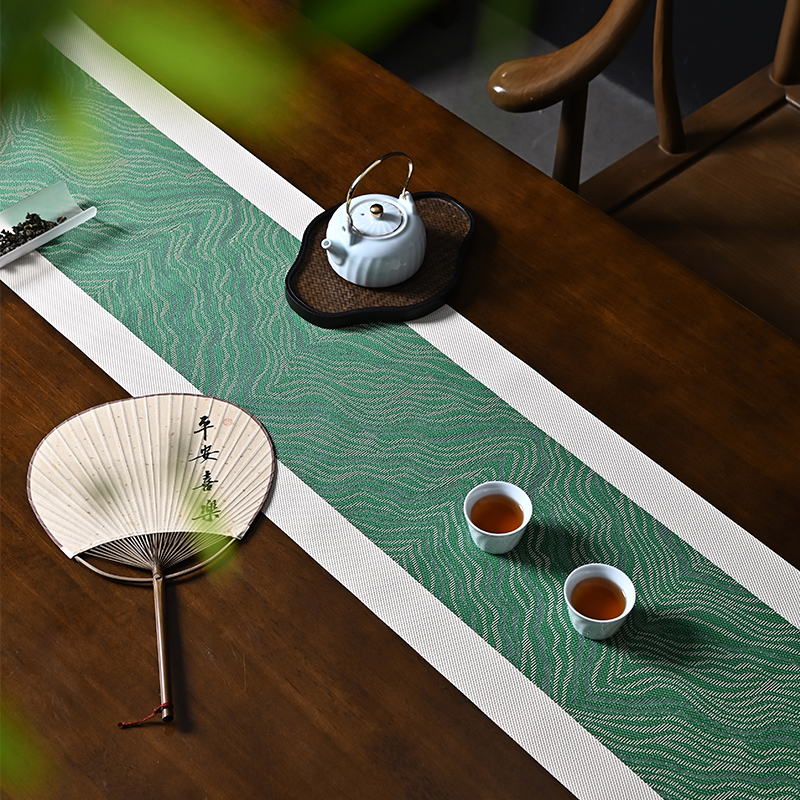 新中式轻奢茶席茶垫禅意桌旗长条防水干泡茶几垫茶台X桌布高端茶