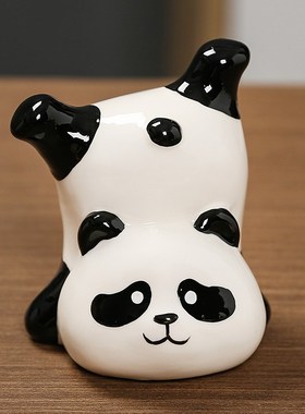 陶瓷可爱熊e猫装饰品房间改造小物件摆件工艺品办公室书房客厅好