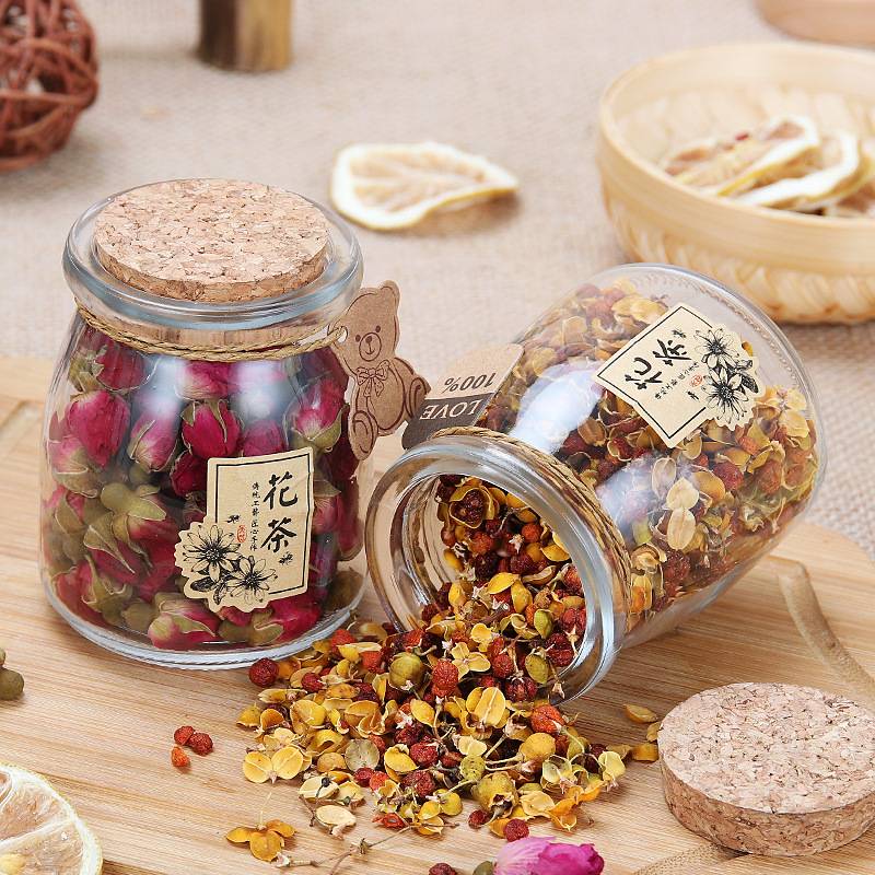 木塞玻璃瓶花茶瓶迷你花茶收纳瓶喜糖罐花茶包装玫瑰花茶瓶玻璃瓶
