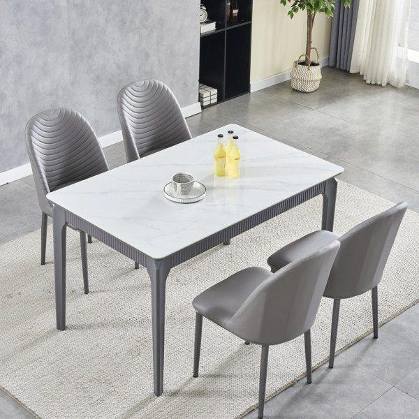 意式灰色框架亮光岩板餐桌椅组合小户型家用现代简约长方形饭桌子,住宅家具,岩板餐桌,淘宝优惠券,粉丝福利购,淘宝优惠卷