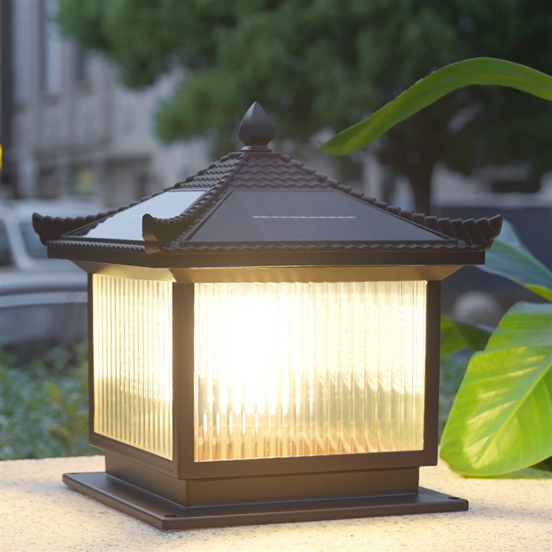 太阳能柱头灯f户外防水庭院灯现代花园灯别墅围墙大门两侧柱子灯