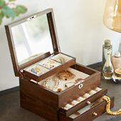 饰品桌面木雕软装 创意新中式 客厅轻奢高档玄关装 鹿结婚摆件首饰盒