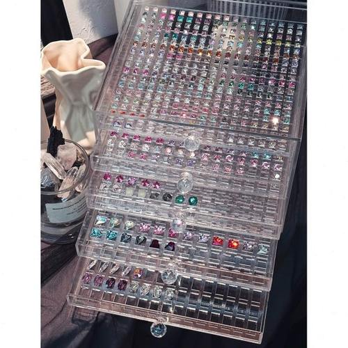 华子别墅新款亚克力收纳现货华子美甲钻小饰品抽屉整理收纳美甲盒