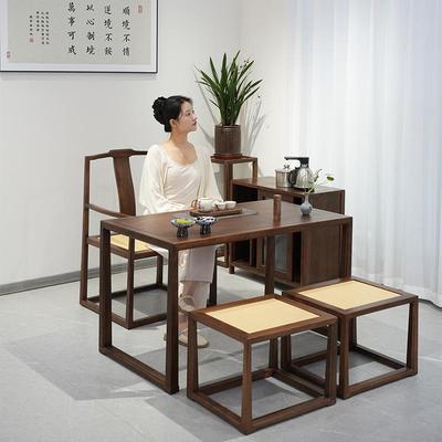 阳台茶桌2025新款高端实木小型家用阳台茶台黑胡桃木小茶桌