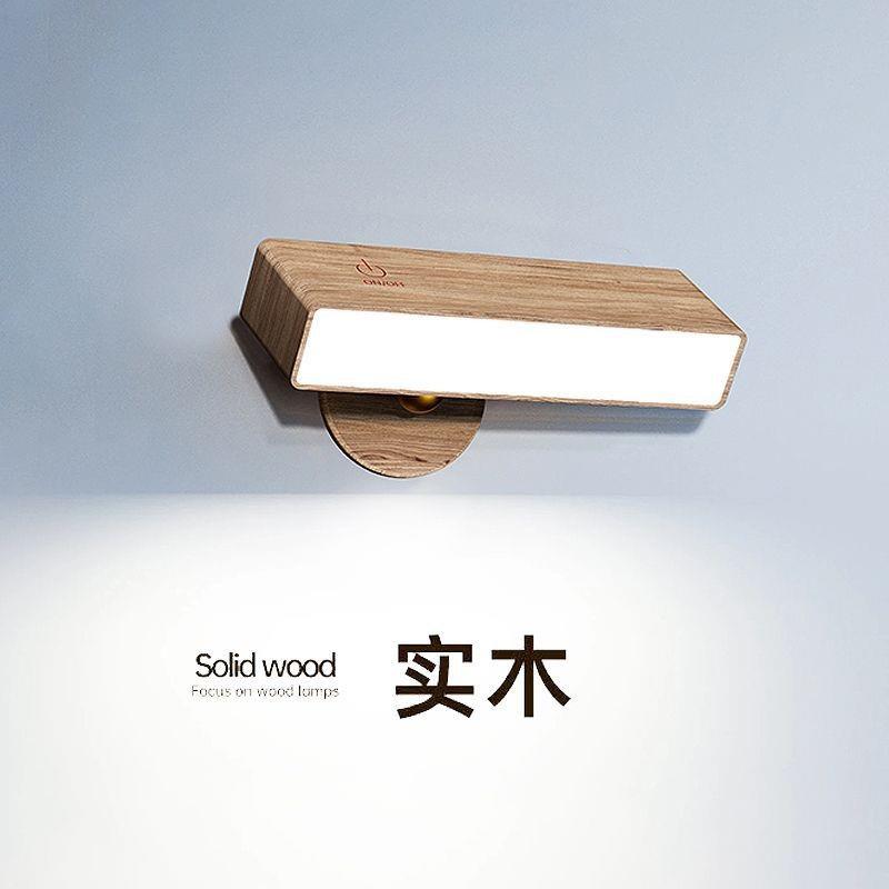 复古简约防水led床头壁灯创意过道楼梯走廊免布线壁挂式护眼木艺