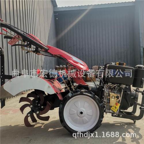 柴油四驱耕田机8马力水冷开沟机手扶松土犁地机