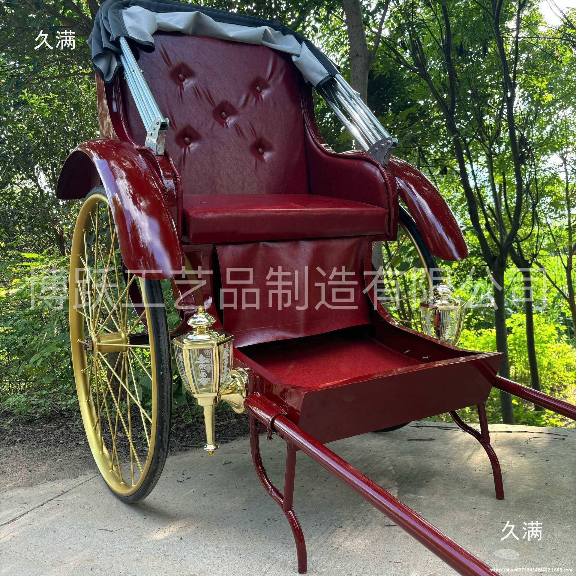 可拉客的民国旧老仿复古人力黄包车三轮摄影陈列景区东洋