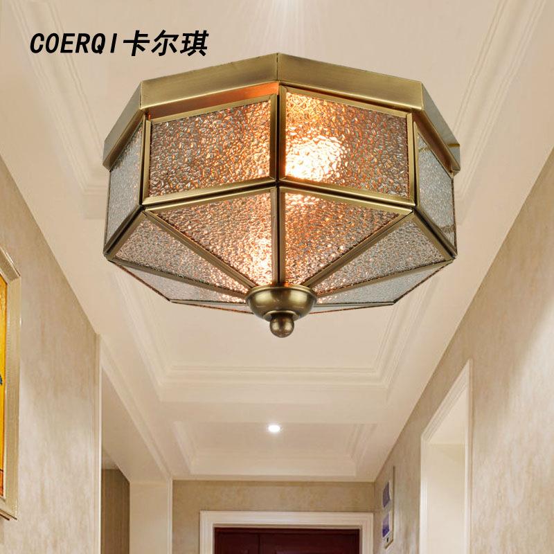 顶灯面包灯led全铜钻石吸顶灯欧式卧室阳台过道灯玄关灯走廊灯