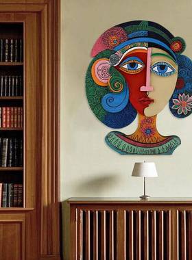 跨境temu爆款波西米亚风格彩绘挂板特色室内庭院装饰品树脂工艺品