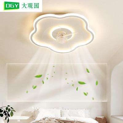 风扇吸顶灯卧室灯现代简约餐厅灯一体摇头电扇灯云朵房间吸顶L26