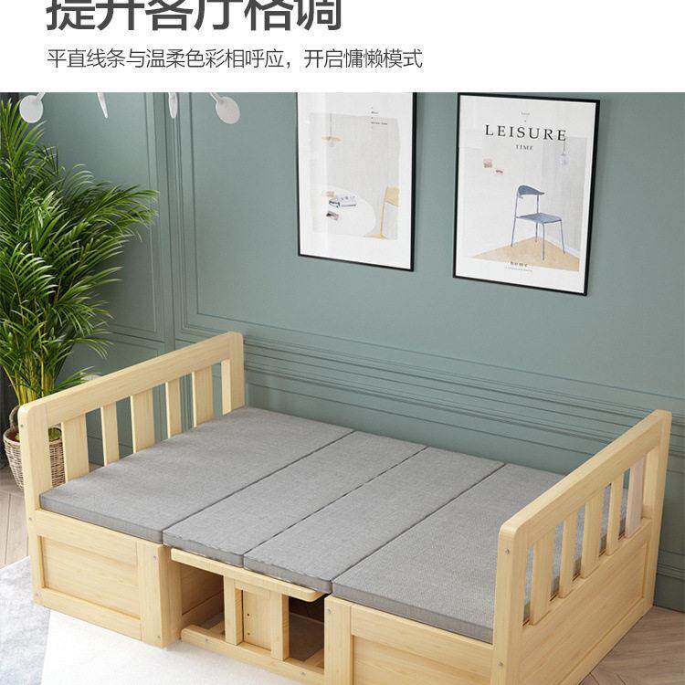 实木沙发床两用可折叠带书桌现简约客厅小户型卡座多功能储物床