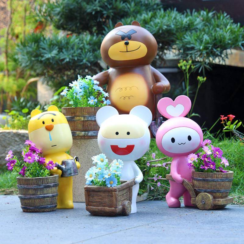幼儿园户外庭院阳台造景花园布置装饰品创意树脂动物花盆落地摆件