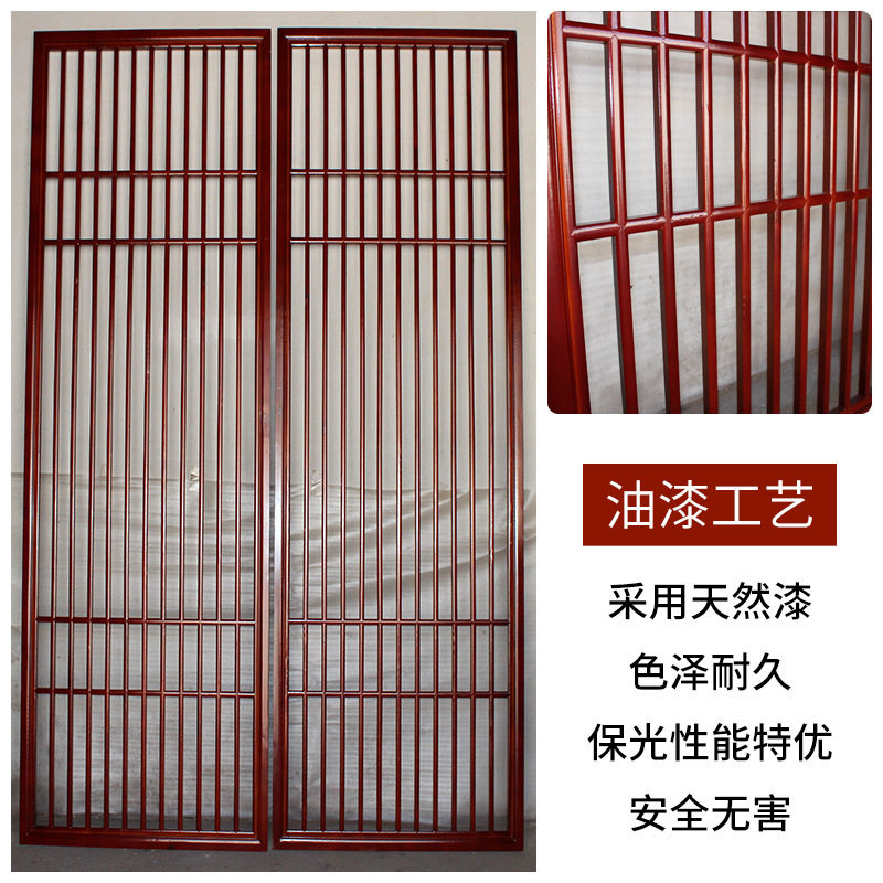 新中式原木格栅隔断日式实木屏风客厅现代简约入户玄关推拉门镂空