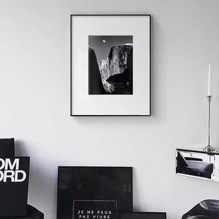 安塞尔亚当斯黑白风景摄影小众艺术装饰画客厅办公书房软装壁挂画
