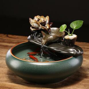 新中式简约桌面招财生财流水摆件喷泉加湿器客厅茶桌办公室装饰品