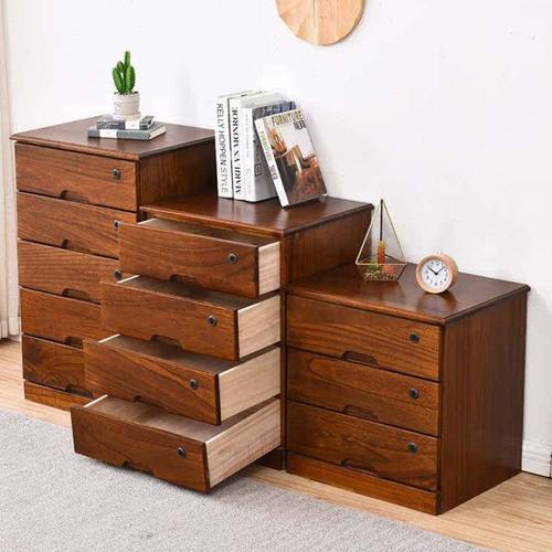 实木矮柜抽屉式带锁文件收纳柜落地移动小杂物柜子储物柜桌下边柜