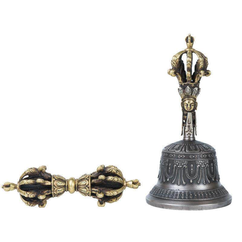 高档九股金刚铃杵尼泊尔青铜雕花密宗供具纯铜手工摇铃法铃新品