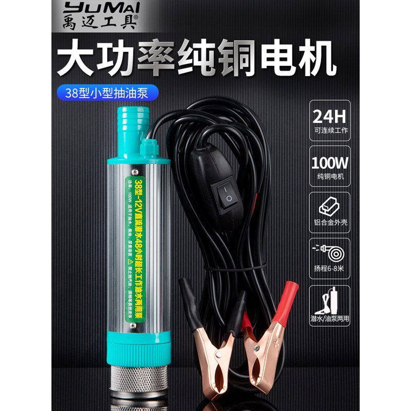 小型抽油泵家用抽柴油潜水泵12V24v220V电动油抽子神器加油机38型