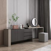 现代简约斗柜梳妆台一体主卧轻奢多功能可伸缩电视柜化妆桌床尾柜