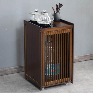 移动小茶台茶桌边柜茶车实木家用泡茶吧几烧水壶一体水桶架茶水柜