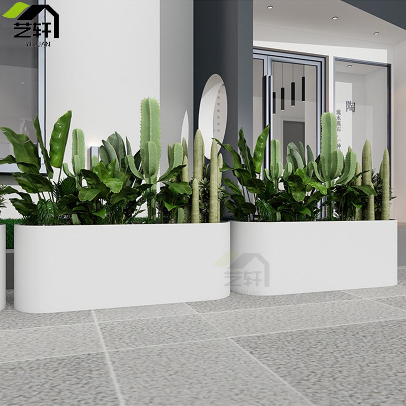 简约玻璃纤维移h动花箱商场办公室房地产美陈花盆户外广场商业街